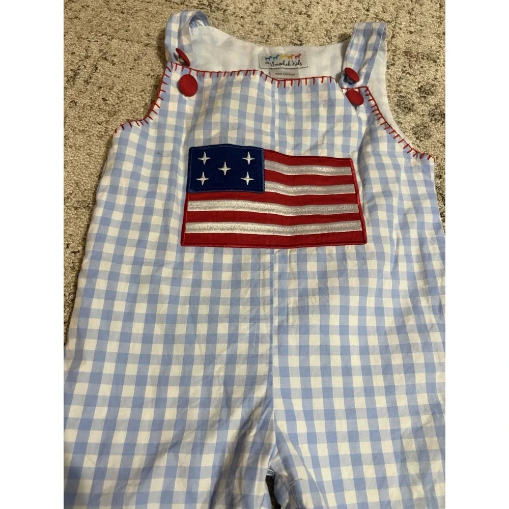 The Smocked Kids Patriotic Flag Smocked Jon Jon Size 2t